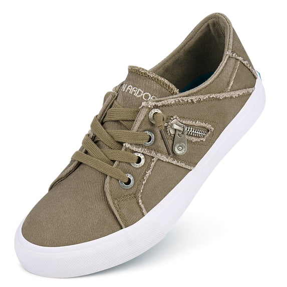 Women Canvas Sneakers Slip on Walking Flats Women Shoes Brown size 10