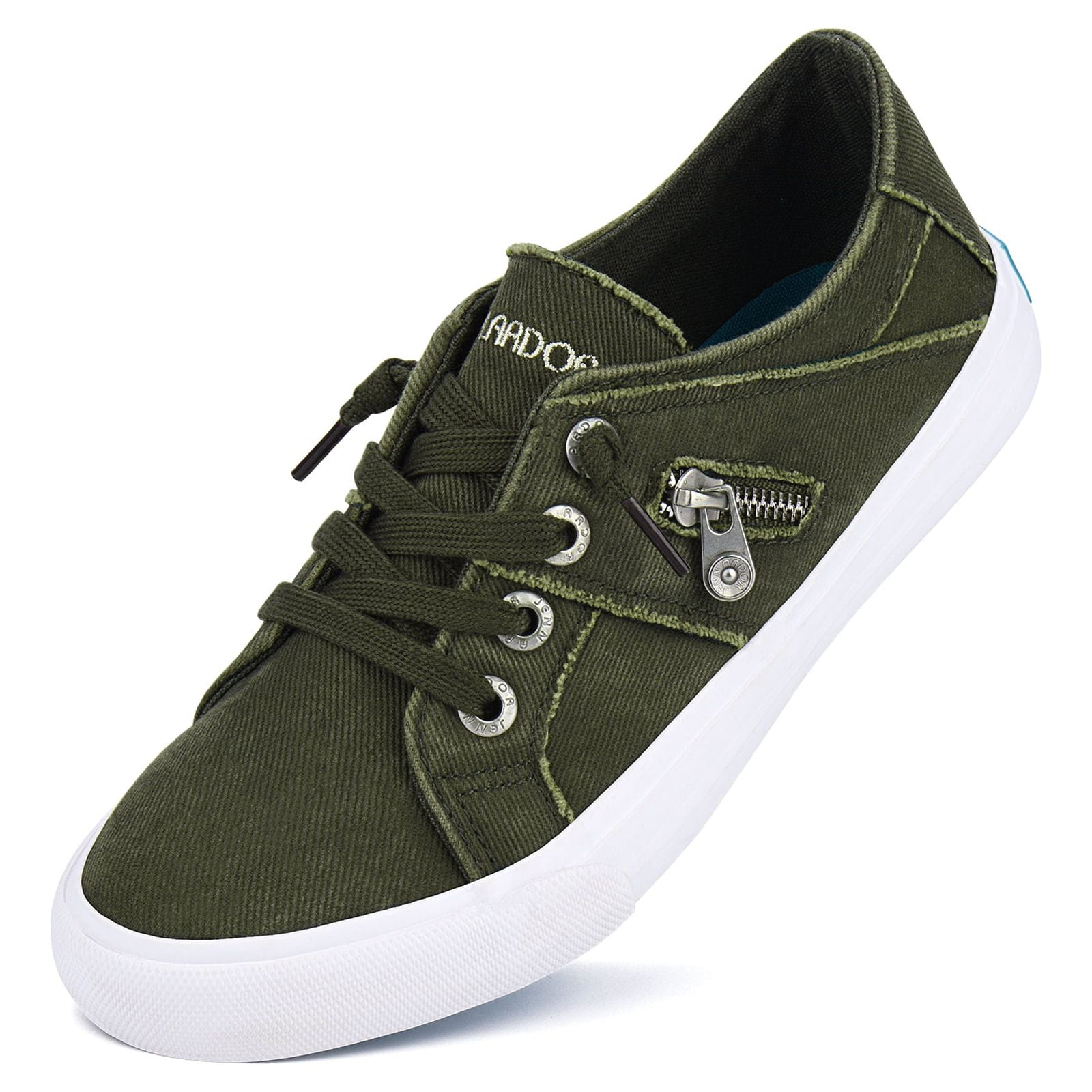 Women Canvas Sneakers Slip on Walking Flats Women Shoes Olive size