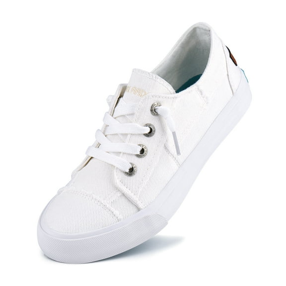 JENN ARDOR Women Canvas Sneakers Slip on Walking Flats Women Shoes White size 6.5