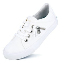 JENN ARDOR Women Canvas Sneakers Slip on Walking Flats Women Shoes White size 6