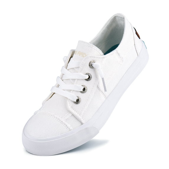 Women Canvas Sneakers Slip on Walking Flats Women Shoes White size 8.5