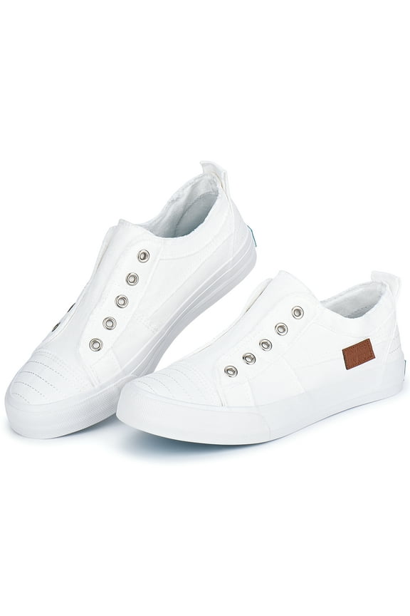 Women Fashion Canvas Sneakers Slip On Shoes with Elastic Low Top Casual Walking Shoes Flats