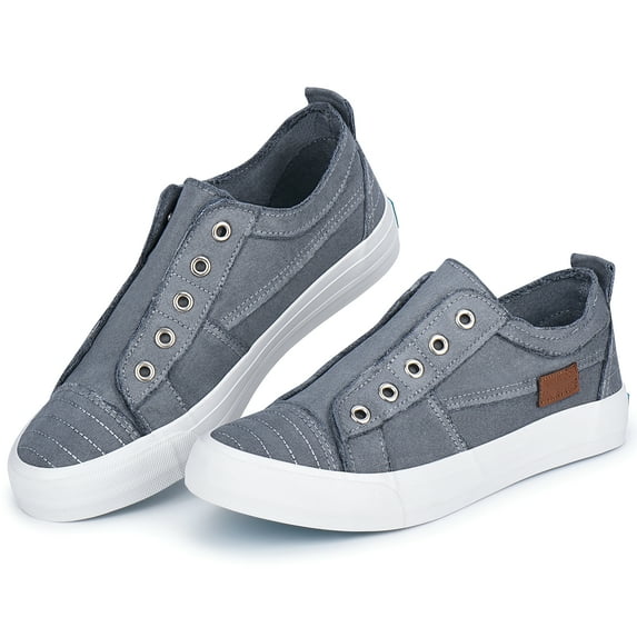 JENN ARDOR Women Fashion Canvas Sneakers Slip On Shoes with Elastic Low Top Casual Walking Shoes Flats