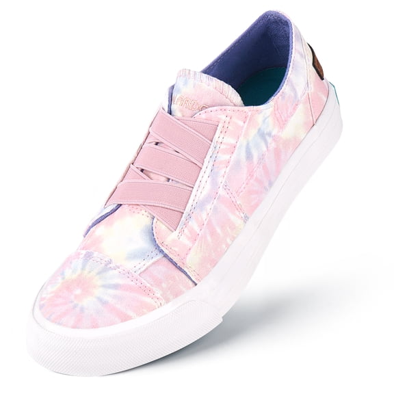 JENN ARDOR Women Fashion Canvas Sneakers Slip on Shoes Low Top Casual Walking Shoes Flats Bk 6.5