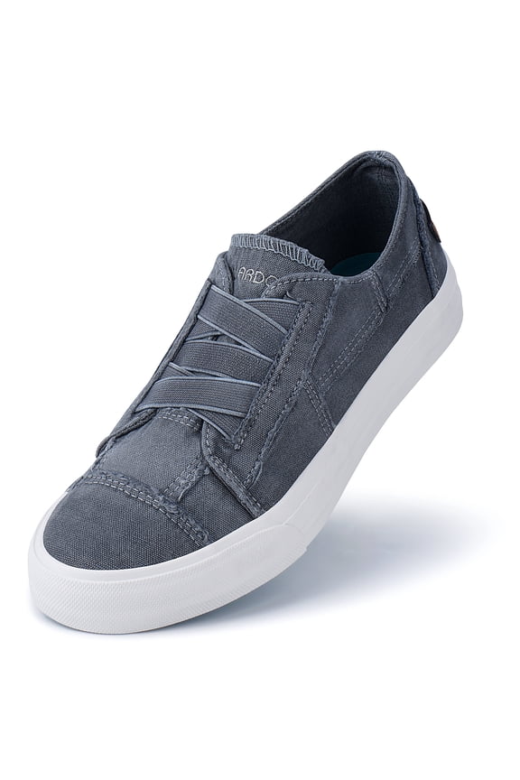 Women Fashion Canvas Sneakers Slip on Shoes Low Top Casual Walking Shoes Flats Bk 6.5