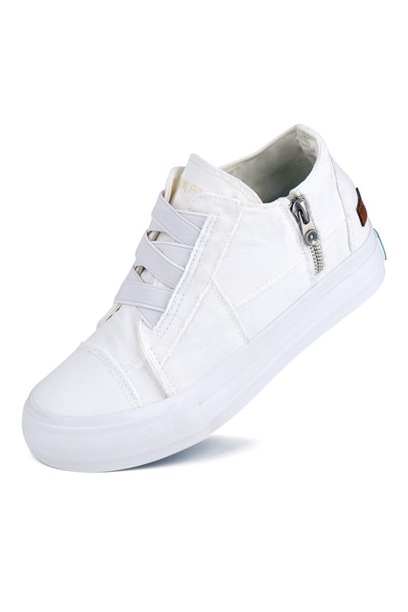 Women Platform Sneakers Hidden Wedge Canvas Shoes Fashion Walking Slip On Sneaker Non Slip with Zipper