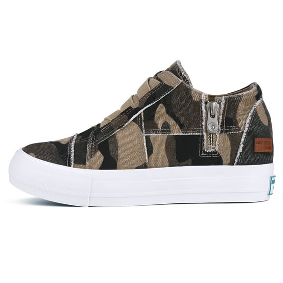 JENN ARDOR Women Platform Sneakers Hidden Wedge Canvas Shoes with Zipper