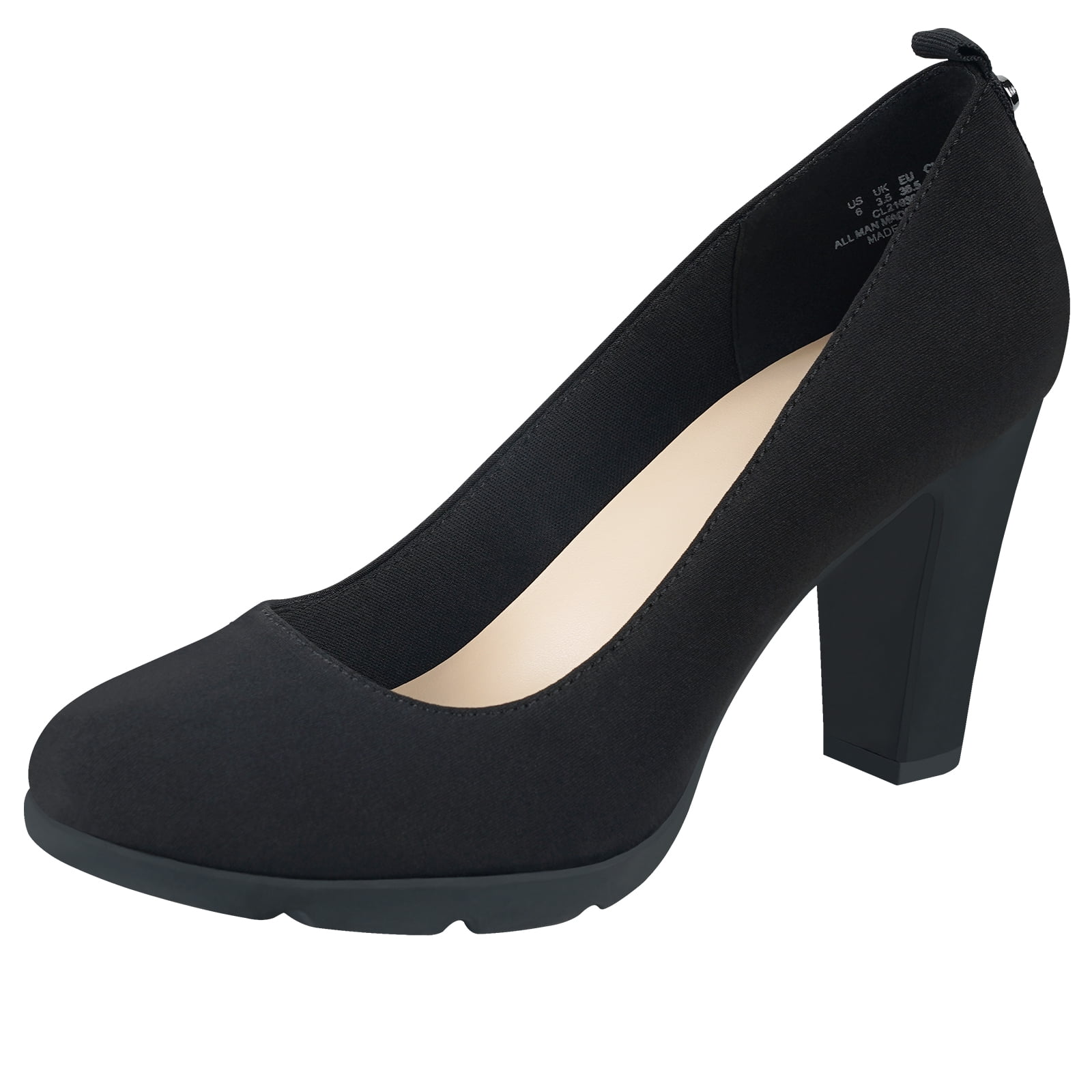 JENN ARDOR Women Round Closed Toe 3 inch High Heels Chunky Heels Pumps