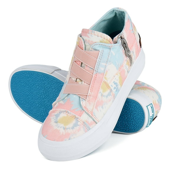 JENN ARDOR Women Slip On Canvas Shoes Fashion Platform Low Top Wedge Sneakers with Zipper Classic Casual Booties Comfortable