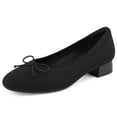 thumbnail image 1 of JENN ARDOR Women Slip On Chunky Kitten Heel Pumps Dress Ballet Heels Round Toe Knit Mesh Flat, 1 of 7