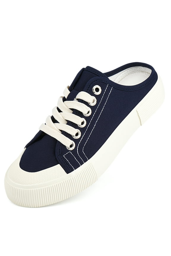 Women Slip on Sneakers Casual Canvas Loafers Classic Lace up Shoes Sneaker Comfortable Backless Walking Flat