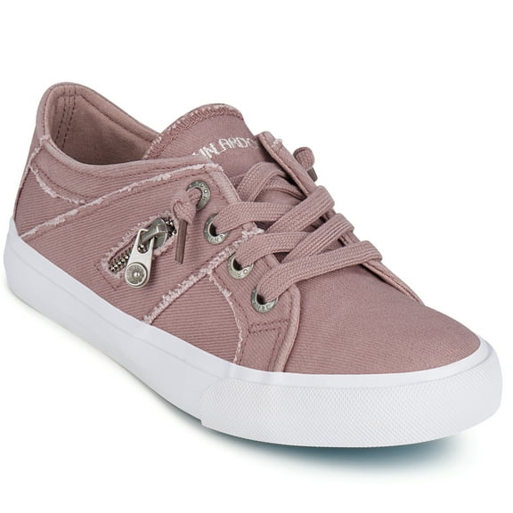 Women Sneakers Low Top Canvas Flats Slip On Lace up Shoes Fashion Zipper Decor Walking Running Shoes Size 6-10,Pink