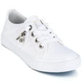 thumbnail image 1 of Women Sneakers Low Top Canvas Flats Slip On Lace up Shoes Fashion Zipper Decor Walking Running Shoes Size 6-10,White, 1 of 7