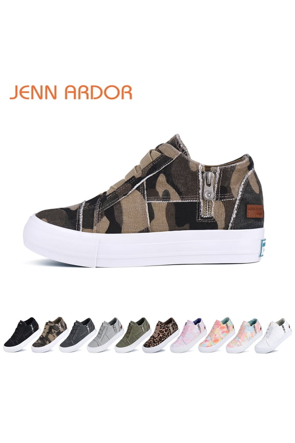 Fashion Wedge Sneakers for Women Platform Wedge Sneakers Hidden Wedge Canvas Shoes Casual Booties Slip On Walking Shoes Zipper Platform Sneakers
