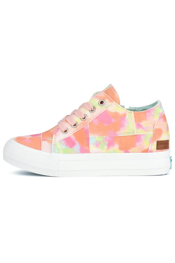 Women Sneakers Low Top Slip On Lace up Shoes Platform Wedge Sneakers Fashion Zipper Decor Canvas Flats Walking Running Shoes Size 6-10,Orange Pattern