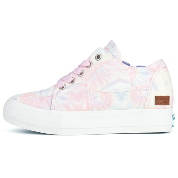 JENN ARDOR Women Sneakers Low Top Slip On Lace up Shoes Platform Wedge Sneakers Fashion Zipper Decor Canvas Flats Walking Running Shoes Size 6-10,Purple Pattern