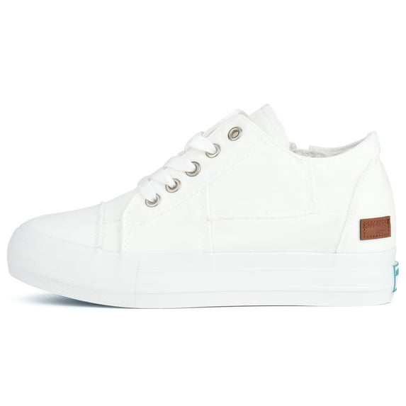 Women Sneakers Low Top Slip On Lace up Shoes Platform Wedge Sneakers Fashion Zipper Decor Canvas Flats Walking Running Shoes Size 6-10,White