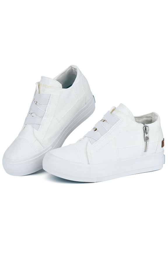 Women Wedge Sneakers Hidden Platform Canvas Shoes Fashion Zipper Flats Comfort Walking Tennis Shoes Lightweight