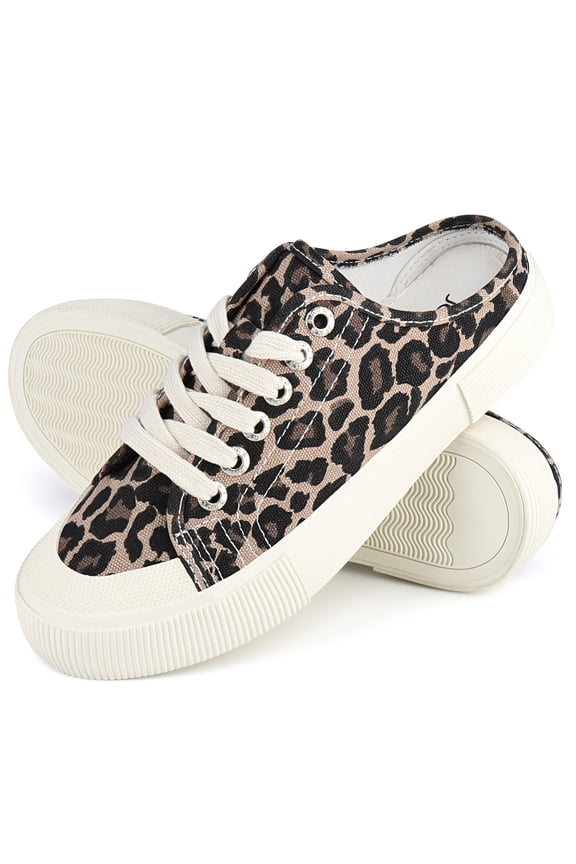 Women's Backless Walking Sneakers Slip-on Canvas Mule Shoes Closed Toe Slippers