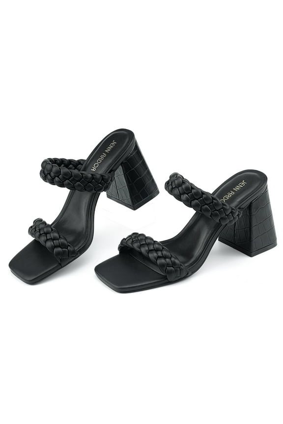 Women's Braided Heel Sandals Fashion Slip On Block Sandals