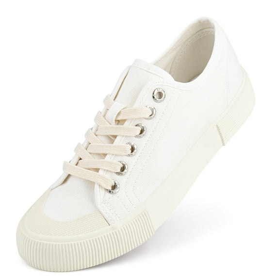 JENN ARDOR Women's Canvas Fashion Sneakers Comfortable Low Top Lace Up Comfortable Casual Shoes Walking Flats