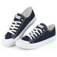 thumbnail image 1 of JENN ARDOR Women’s Canvas Low Top Sneaker Lace-up Classic Casual Shoes Platform Fashion Flats for Walking Running Hiking, Dark Blue, Size 7, 1 of 8
