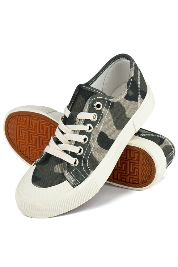 Women’s Canvas Low Top Sneakers Fashion Girls Classic Lace-up Casual Fall Shoes for Walking