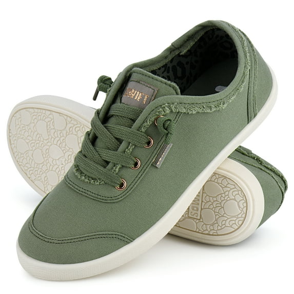 JENN ARDOR Women's Canvas Shoes Adjustable Laces Slip-on Fashion Low Top Tennis Sneakers Casual Walking Running Shoes