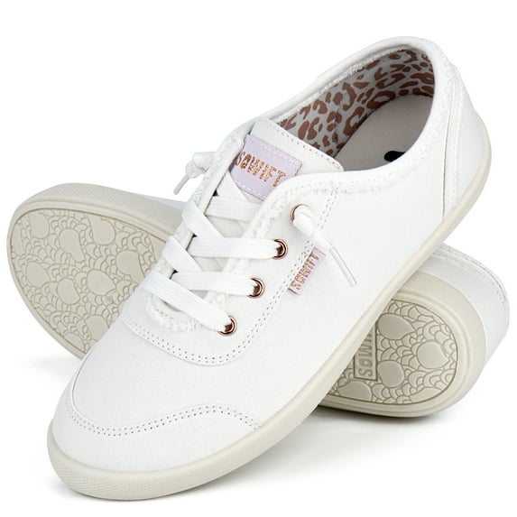 JENN ARDOR Women's Canvas Shoes Adjustable Laces Slip-on Fashion Low Top Tennis Sneakers Casual Walking Running Shoes