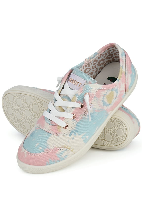 Women's Canvas Shoes Adjustable Laces Slip-on Fashion Low Top Tennis Sneakers Casual Walking Running Shoes