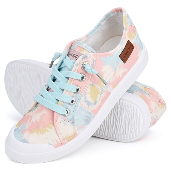 JENN ARDOR Women's Canvas Shoes with Arch Support Fashion Flats Low Top Lace Up Classic Casual Shoes Comfy Breathable Lightweight Sneakers for Walking