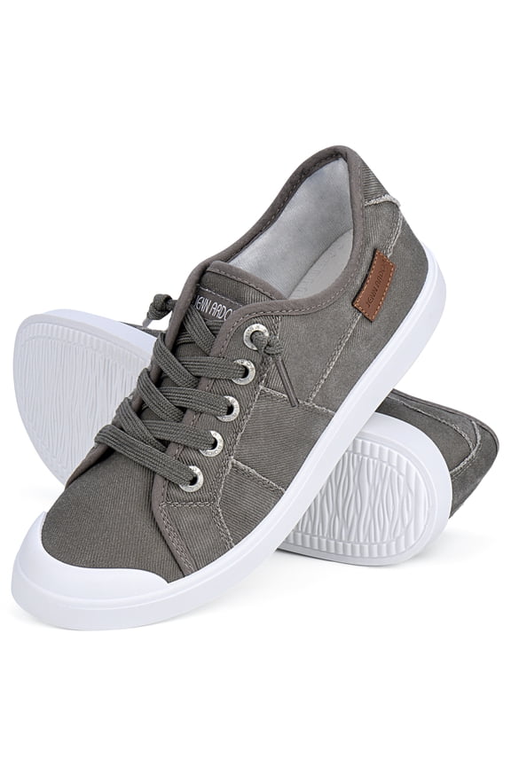 Women's Canvas Shoes with Arch Support Fashion Flats Low Top Lace Up Classic Casual Shoes Comfy Breathable Lightweight Sneakers for Walking