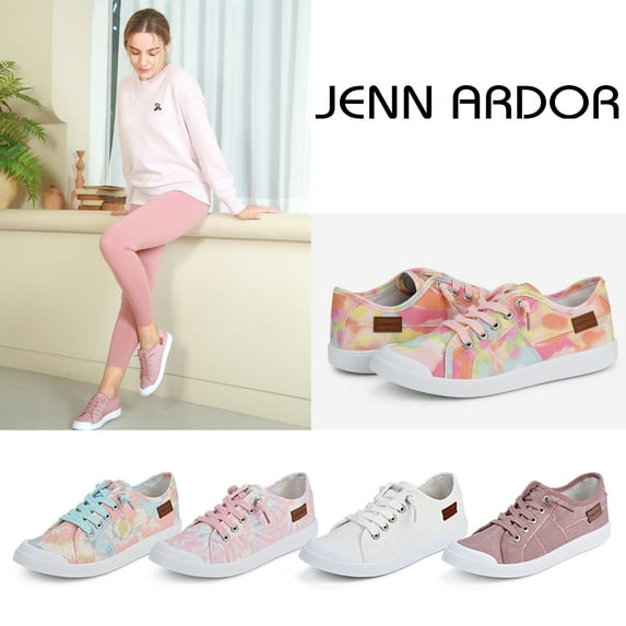 JENN ARDOR Women's Canvas Shoes with Arch Support Fashion Flats Low Top Lace Up Classic Casual Shoes Comfy Breathable Lightweight Sneakers for Walking