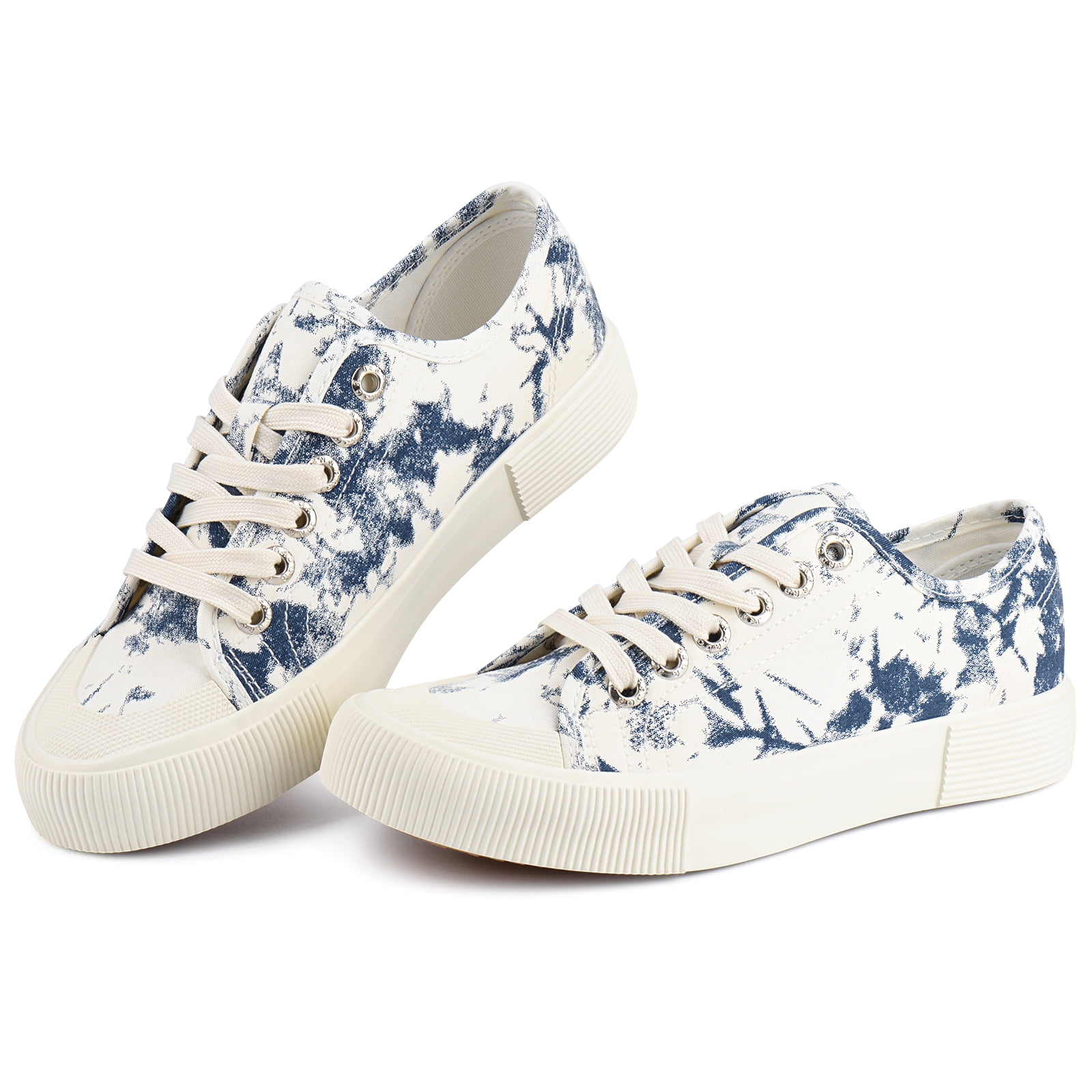 JENN ARDOR Women's Canvas Shoes Casual Sneakers Low Top Lace Up Fashion Comfortable Walking Flats