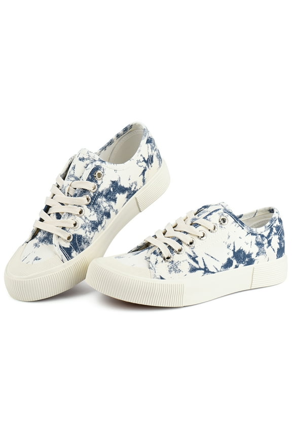 Women's Canvas Shoes Casual Sneakers Low Top Lace Up Fashion Comfortable Walking Flats