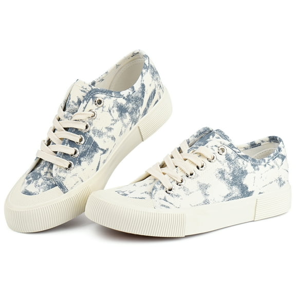 JENN ARDOR Women's Canvas Shoes Casual Sneakers Low Top Lace Up Fashion Comfortable Walking Flats