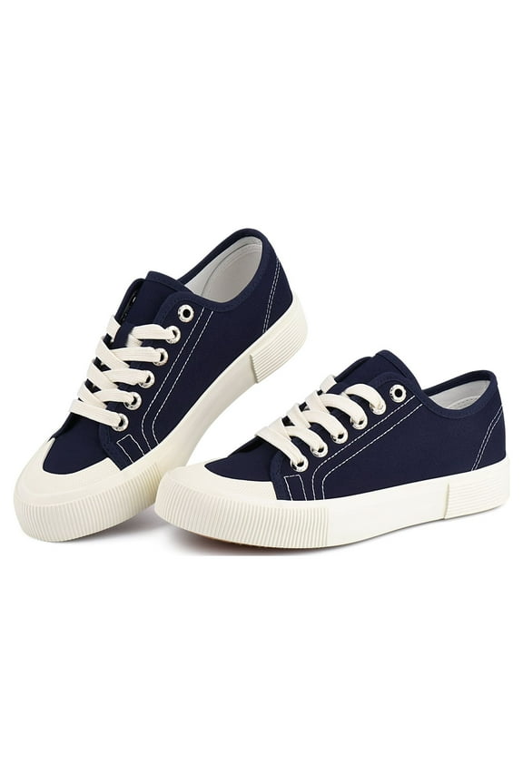 Womens Canvas Shoes Low Tops Lace up Fashion Sneakers for Walking Tennis
