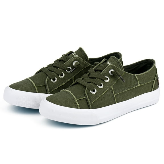 JENN ARDOR Women's Canvas Shoes Classic Splicing Slip on Casual Driving Loafers Lace up Platform Footwear Casual Sneakers Low top Indoor Outdoor Walking Flats