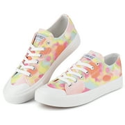 JENN ARDOR Womens Canvas Shoes Lace Up Casual Sneakers Low Top Slip On Athletic Shoes, Tie-dye Orange, Size 7.5