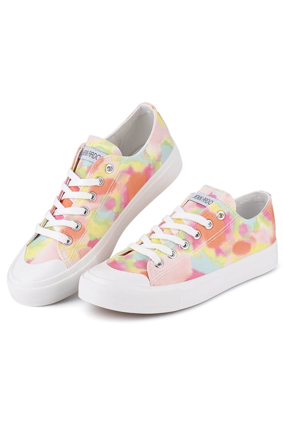 Women's Canvas Shoes Lace up Flat Sneakers Low Top Fashion Comfort Walking Shoe