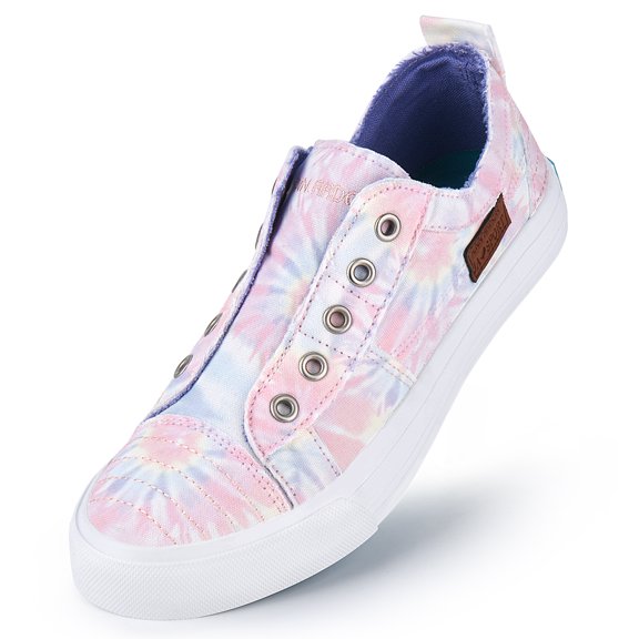 JENN ARDOR Women's Canvas Slip on Sneakers Low Tops Fashion Flats Comfortable Casual Shoes for Walking Unlaced Slip on Sneakers Flats Shoes Bk 10