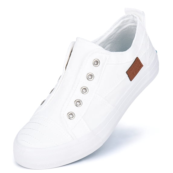 JENN ARDOR Women's Canvas Slip on Sneakers Low Tops Fashion Flats Comfortable Casual Shoes for Walking Unlaced Slip on Sneakers Flats Shoes Wt 9.5