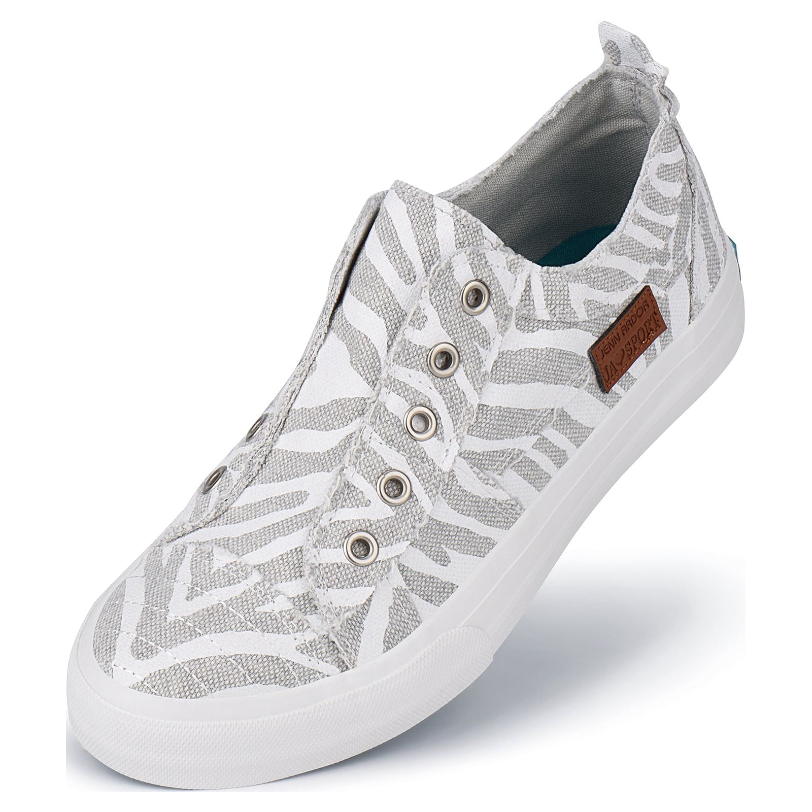 JENN ARDOR Women's Canvas Slip on Sneakers Low Tops Fashion Flats Comfortable Casual Shoes for Walking Unlaced Slip on Sneakers Flats Shoes Zb 6