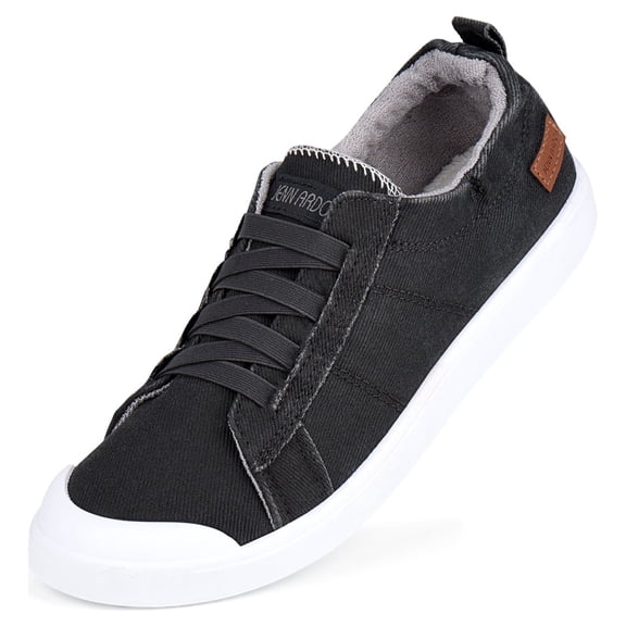 JENN ARDOR Women's Canvas Sneaker Slip-ons Loafers Shoes for Womens Fashion Casual Canvas Round Toe Soft Comfortable Walking Flats