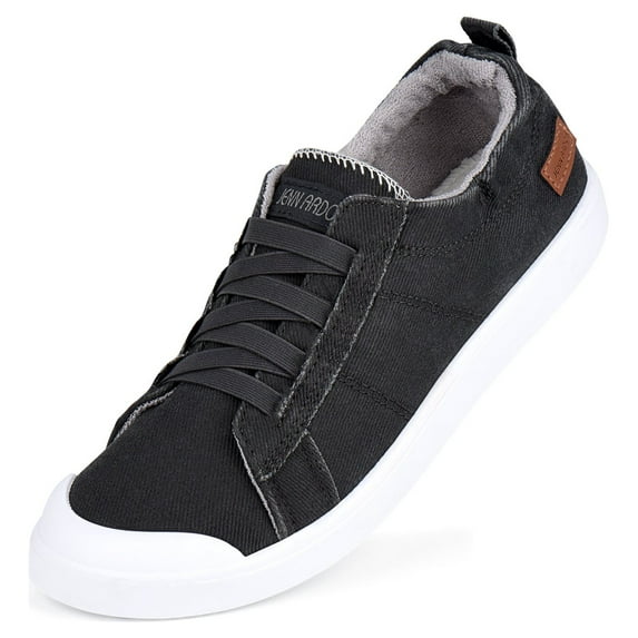 JENN ARDOR Women's Canvas Sneaker Slip-ons Loafers Shoes for Womens Fashion Casual Canvas Round Toe Soft Comfortable Walking Flats