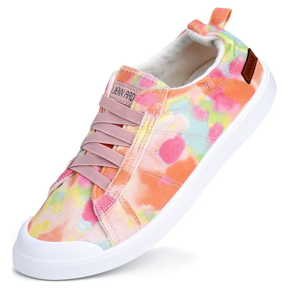 JENN ARDOR Women's Canvas Sneaker Slip-ons Loafers Shoes for Womens Fashion Casual Canvas Round Toe Soft Comfortable Walking Flats