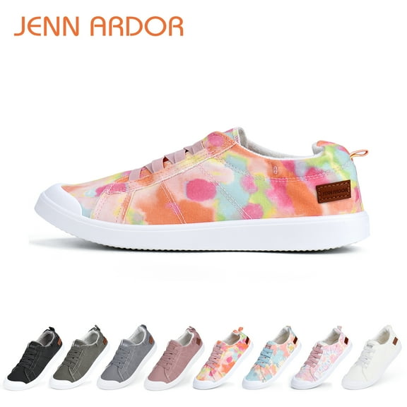 JENN ARDOR Women's Canvas Sneakers Classic Slip On Low Top Tennis Walking Shoes Comfortable Breathable Lightweight Fashion Flats for Women girls