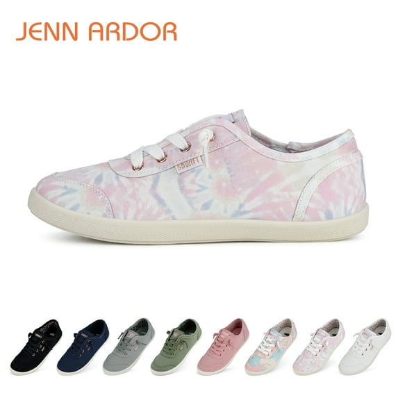 JENN ARDOR Women's Canvas Sneakers Lace Up Casual Shoes Low Top Athletic Shoes Fashion Non-Slip Flats