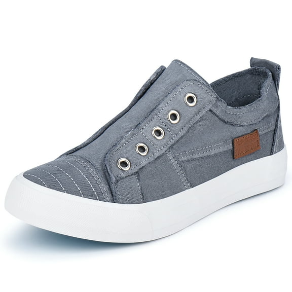 JENN ARDOR Women's Canvas Sneakers Laceless Flats Low Tops Running shoes Student Casual Shoes
