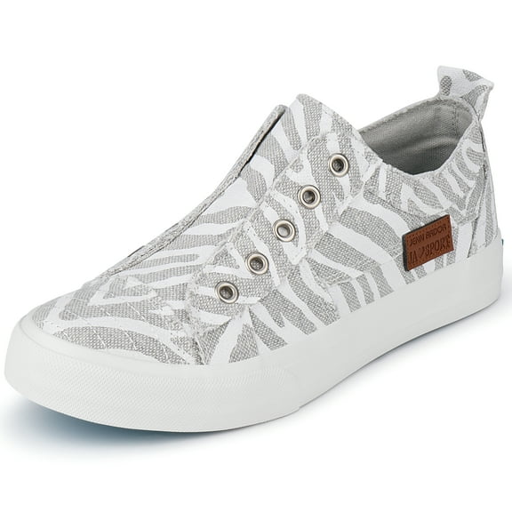 JENN ARDOR Women's Canvas Sneakers Laceless Flats Low Tops Running shoes Student Casual Shoes